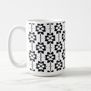 Mug Motif floral abstrait noir et blanc