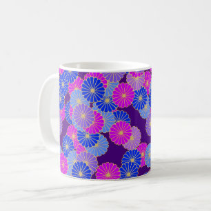 Mug Motif floral Art Déco - violet, bleu et pourpre