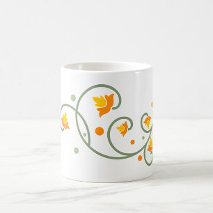 Mug Motif floral avec Fleur orange et jaune