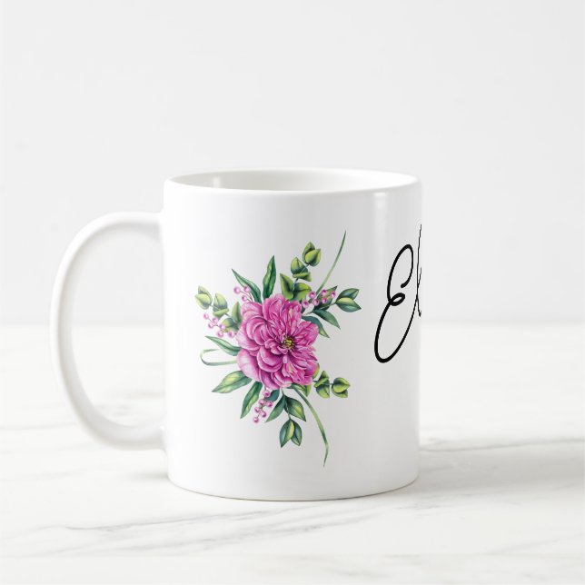 Mug Motif floral avec nom (Gauche)