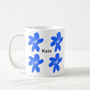 Mug Motif floral bleu aquarelle ajouter nom