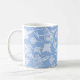 Mug Motif floral bleu et blanc