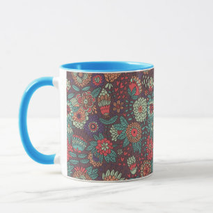 Mug Motif floral coloré dans le style de bande