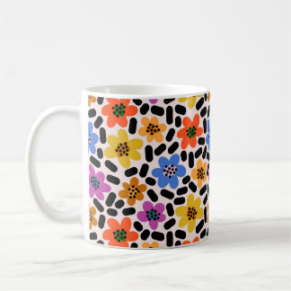 Mug Motif floral coloré de style Memphis rétro
