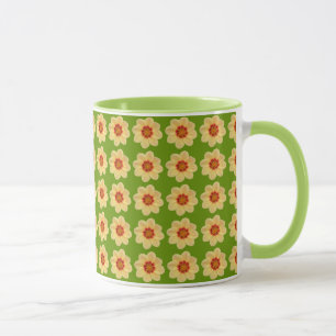 Mug Motif floral de dahlia jaune sur fond vert