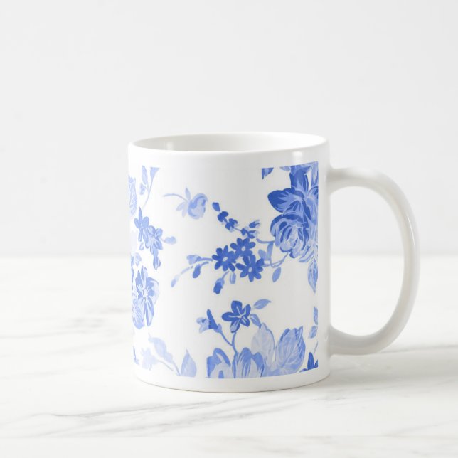 Mug Motif floral de fleur bleue vintage (Droite)