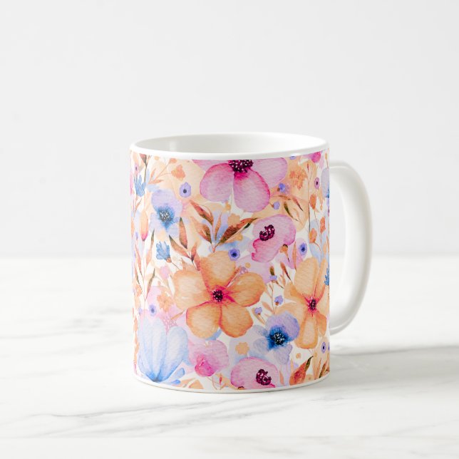 Mug Motif floral de fleurs sauvages aquarelles colorée (Devant droit)
