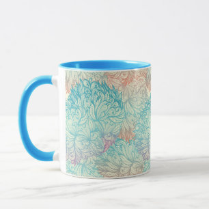Mug Motif Floral Doodle Multicolor