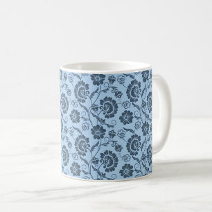 Mug Motif floral élégant sur fond bleu clair