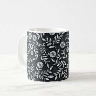 Mug Motif floral élégant sur tableau noir