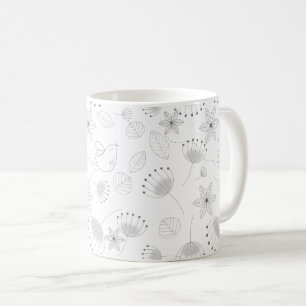Mug Motif floral et oiseau fantaisiste mignon sur fond