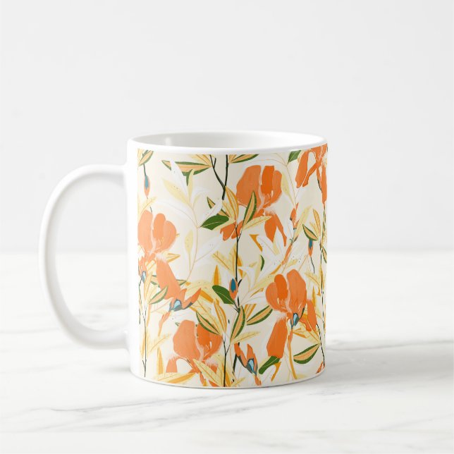 Mug Motif floral incomparable. Arrangement orange iris (Gauche)