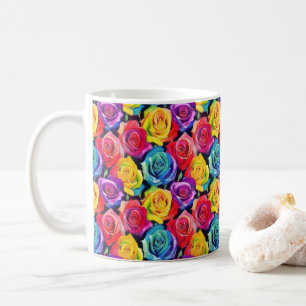 Mug Motif floral lumineux, roses aquarelles