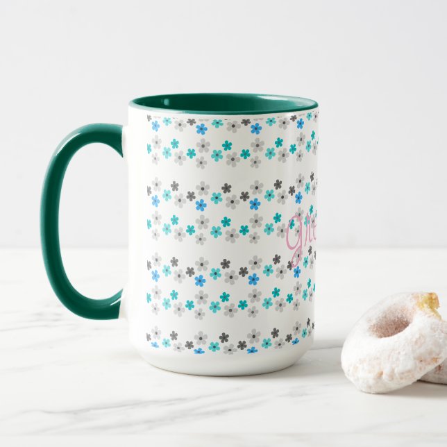 Mug Motif floral moderne rustique (Avec donut)