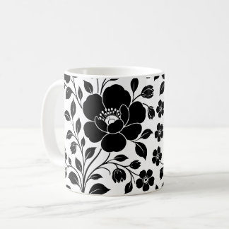 Mug Motif floral noir élégant