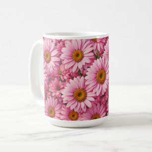 Mug Motif floral rétro rose aux marguerites