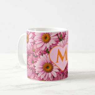 Mug Motif floral rétro rose avec des marguerites