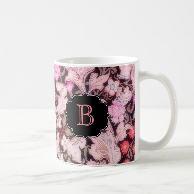 Mug Motif floral rose Leicester avec Monogramme (Droite)