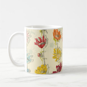 Mug Motif Floral sans couture avec fleurs dessinées à