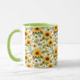 Mug Motif floral sans couture, soleil et marguerites