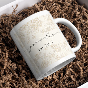 Mug Motif floral stylé grand-mère manuscrit