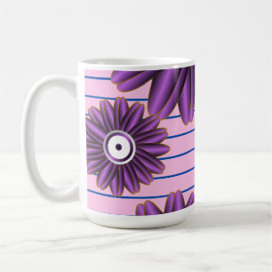 Mug Motif Floral Violet Design Fleur Moderne Abstraite