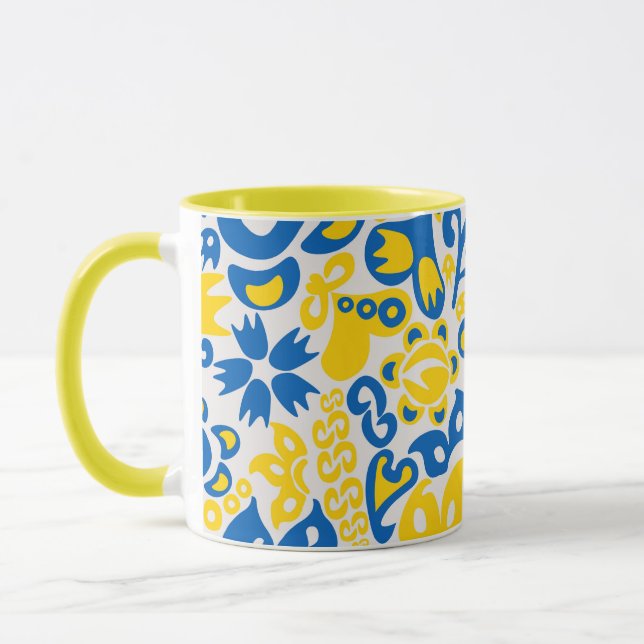 Mug Motif folklorique aux couleurs du drapeau ukrainie (Gauche)