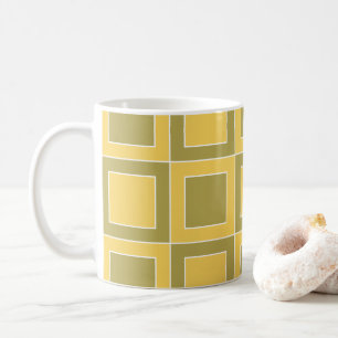 Mug Motif géométrique Carré vert jaune