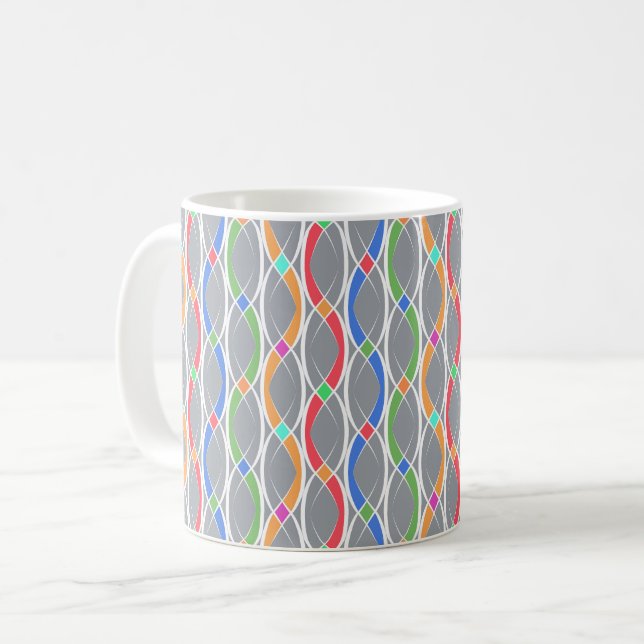 Mug Motif géométrique coloré. (Devant gauche)