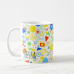Mug Motif géométrique coloré de style Memphis rétro de