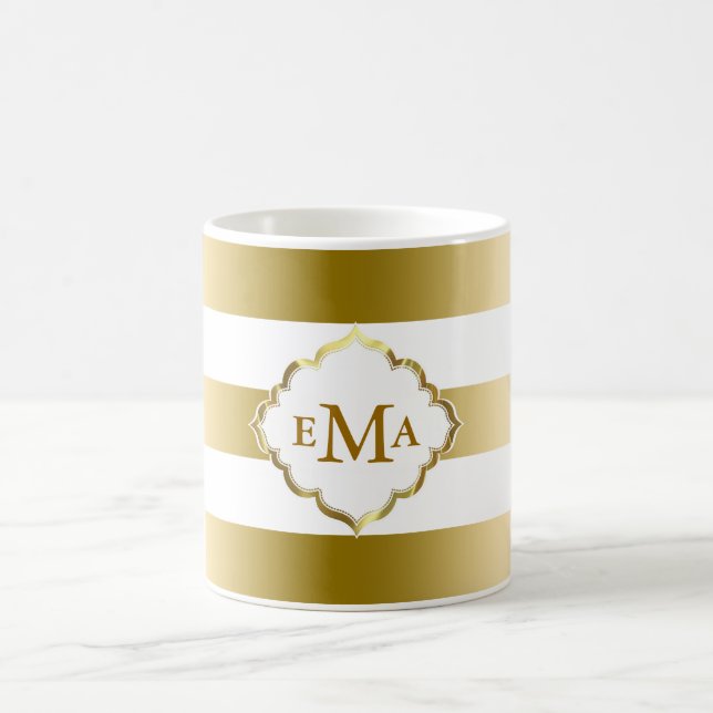 Mug Motif géométrique des bandes d'or monogrammes (Centre)