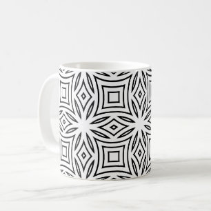 Mug Motif géométrique floral noir et blanc