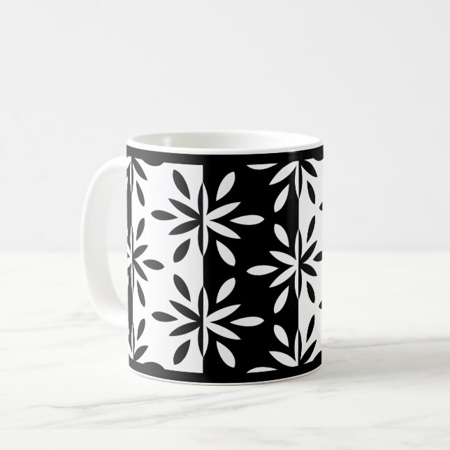 Mug Motif géométrique graphique en noir et blanc C (Devant gauche)