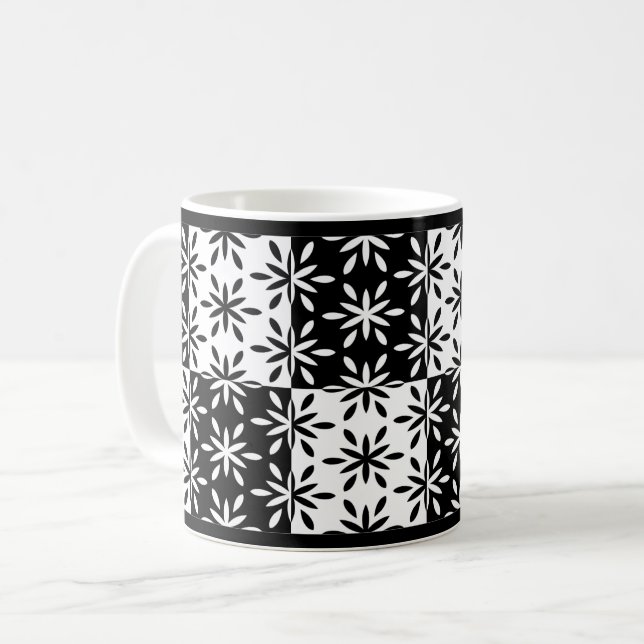 Mug Motif géométrique graphique noir et blanc (Devant gauche)