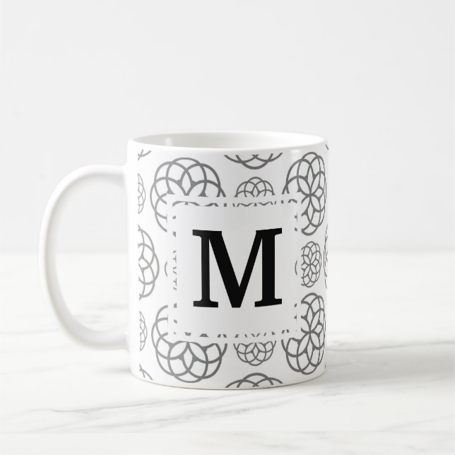 Mug Motif géométrique gris Monogramme initial (Gauche)