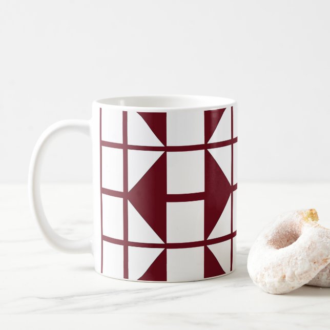 Mug Motif géométrique moderne blanc rouge (Avec donut)