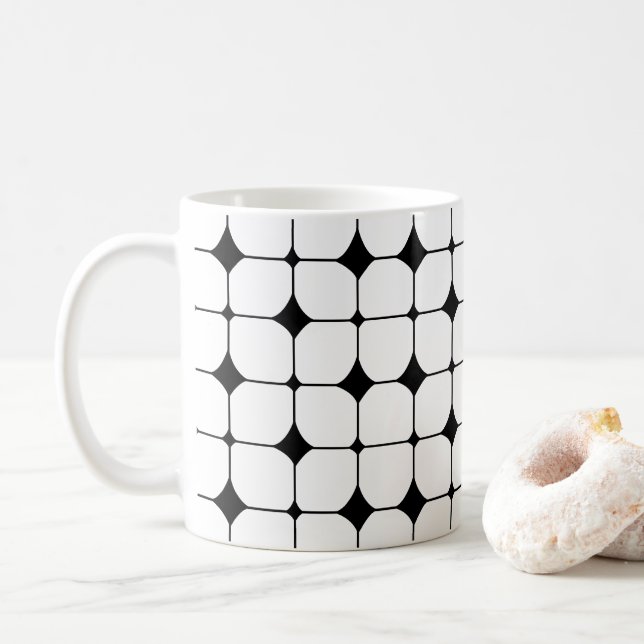 Mug Motif géométrique moderne du milieu du siècle noir (Avec donut)