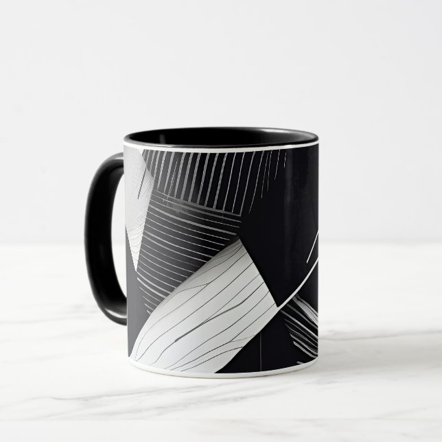 Mug Motif géométrique noir et blanc foncé Abstrait (Devant gauche)