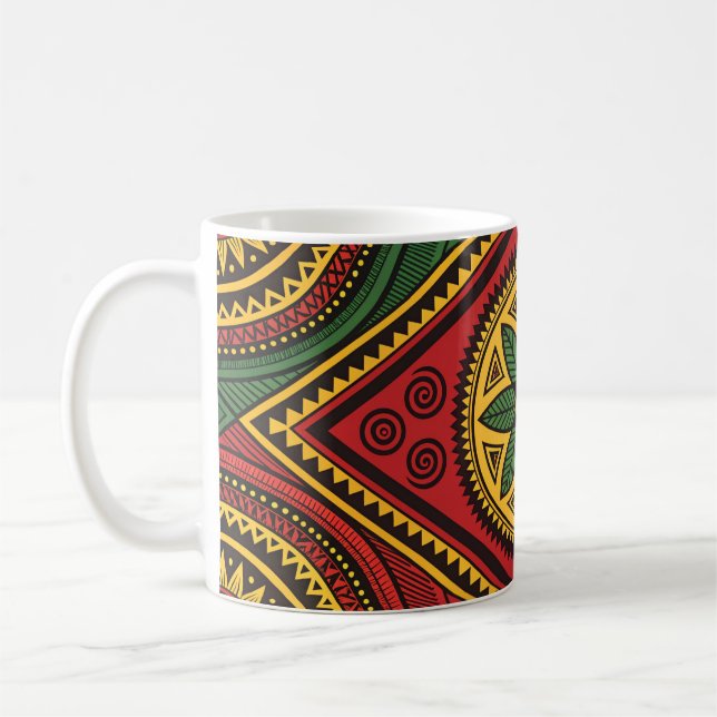 Mug Motif géométrique Tribal Gras - De ethnique Coloré (Gauche)