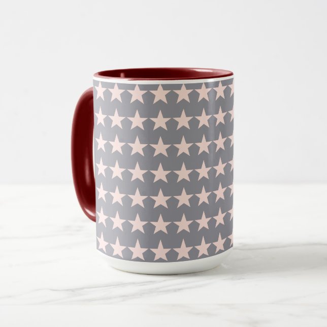 Mug Motif Gris et Rose Stars (Devant gauche)