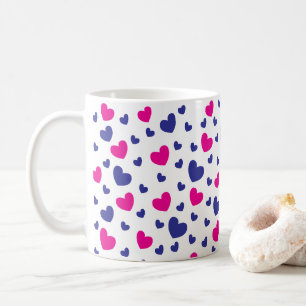 Mug Motif Heureuse Sainte-Valentin Blue Pink Hearts