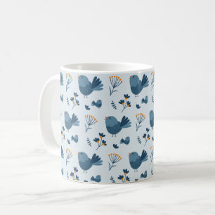 Mug Motif illustré d'oiseau bleu mignon et de baies