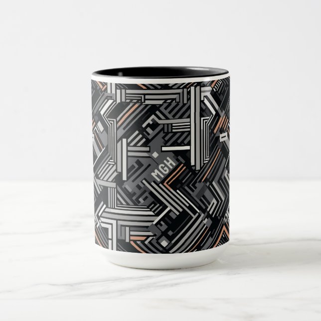 Mug Motif industriel Abstrait Monogramme personnalisé (Centre)