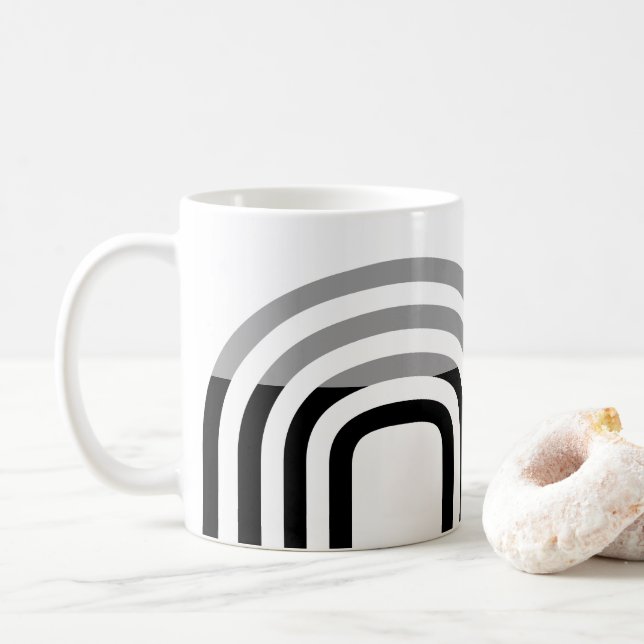 Mug Motif initial noir blanc monoton moderne (Avec donut)