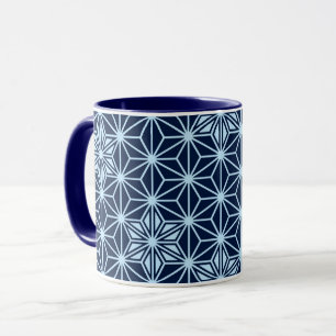 Mug Motif japonais Asanoha - bleu indigo