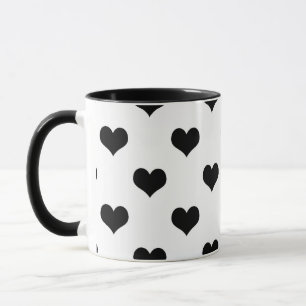 Mug Motif Jolis Cœurs Noir Sur Fond Blanc