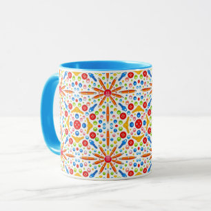 Mug Motif kaléidoscope, garniture bleue,