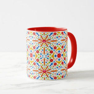Mug Motif kaléidoscope, garniture rouge,