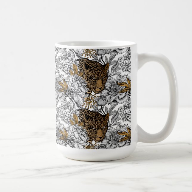 Mug Motif Leopard & Peonies (Droite)