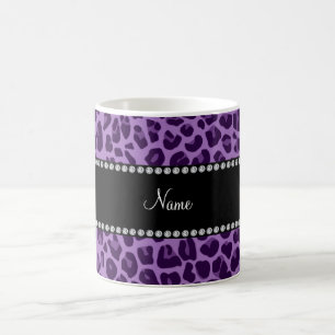 Mug motif léopard pourpre de nom personnalisé